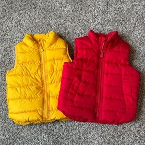 GAP Bright Yellow & Red Puffer Vest- Set of 2